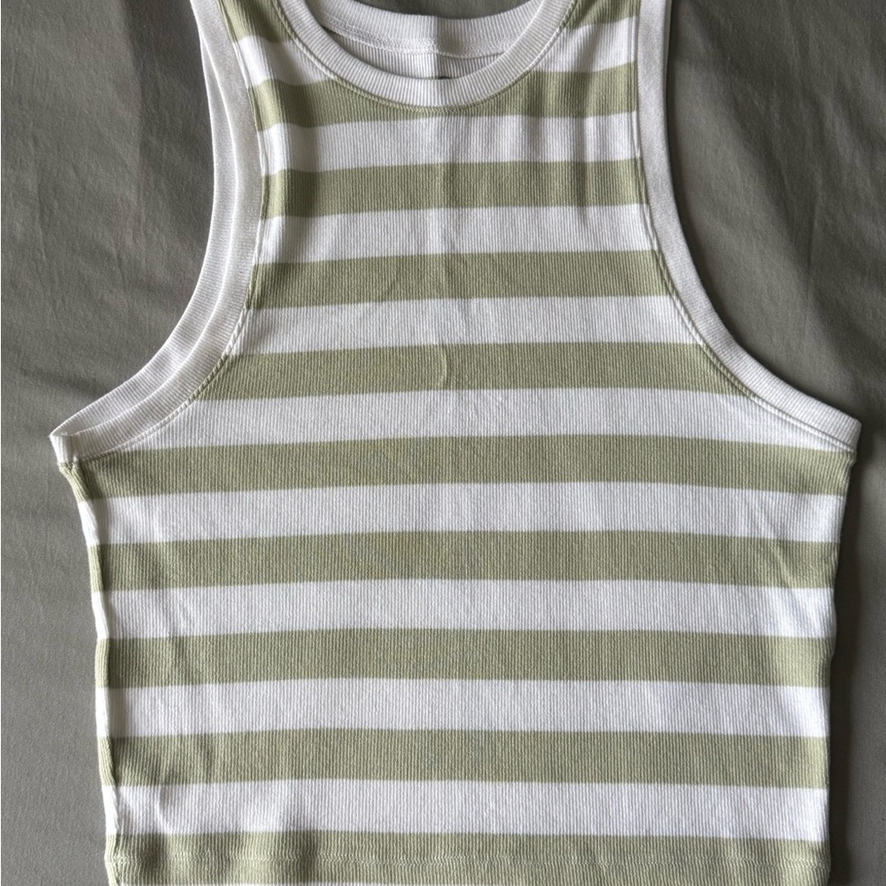 Hollister High-Neck Tank in Olive and White.